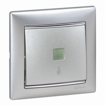 Valena Przycisk Jednobiegunowy Podświetlany Z Symbolem Lampy 10A-250V~ Aluminium Produkt Wycofany LEGRAND (770113)